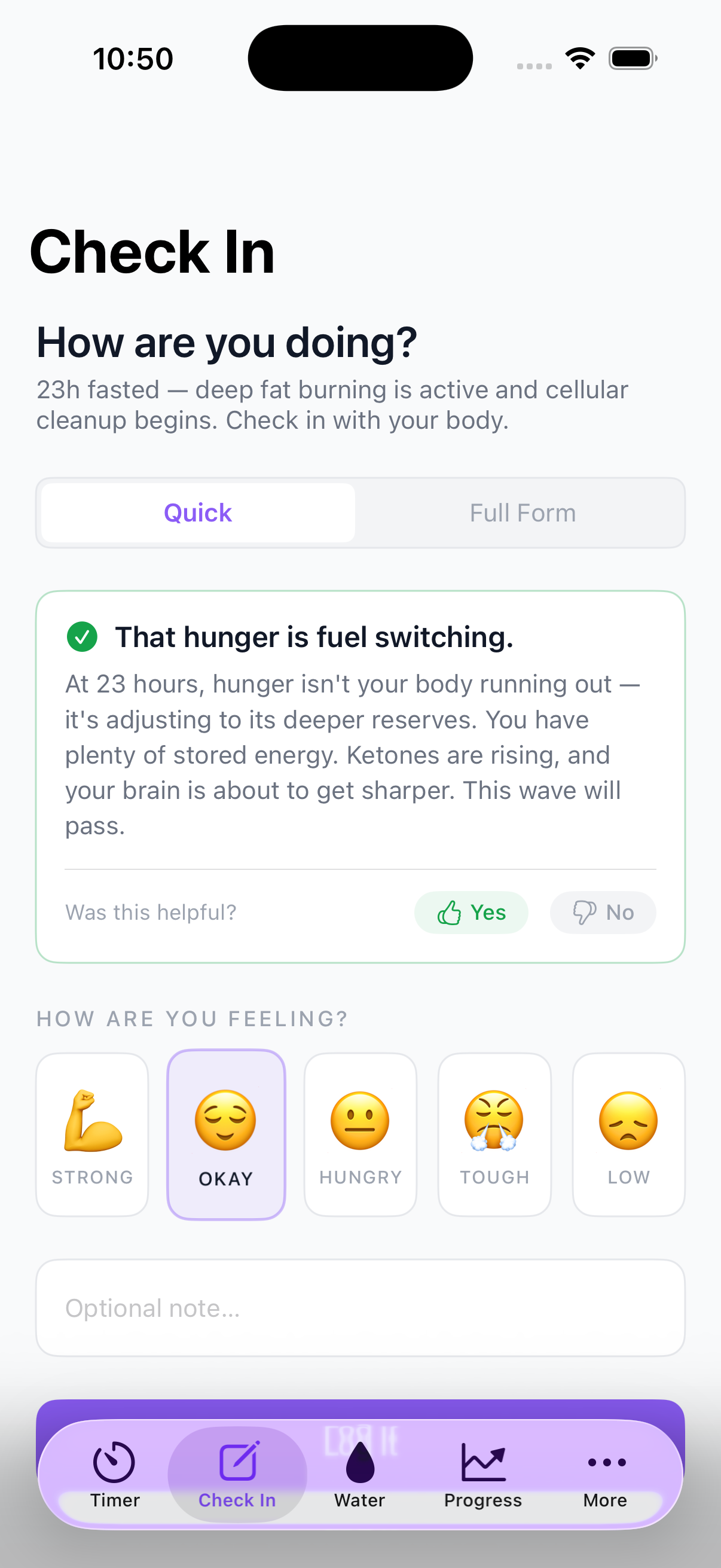 AI coach responding with personalized fasting guidance